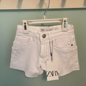 Zara White Basic Denim Shorts